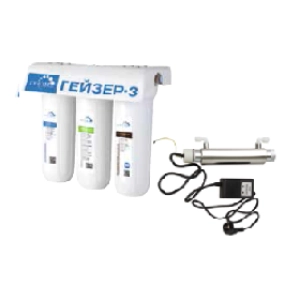 Фильтр Гейзер 3ИВ(Ж) люкс +УФ лампа (мех+Арагон+СВС, УФ лампа 140л/ч, кран 3) 11121